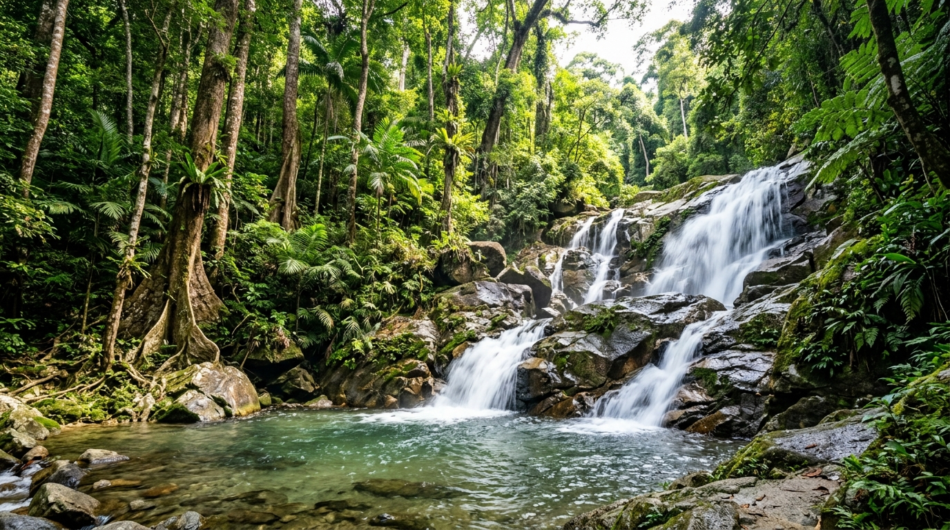 Air terjun bertingkat di Taman Eko-Rimba Kanching